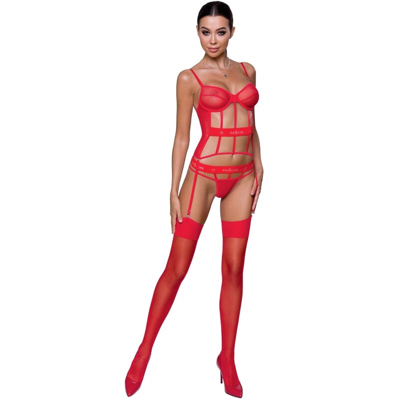 Sexy korset van transparant mesh met verstelbare bandjes en kant PASSION