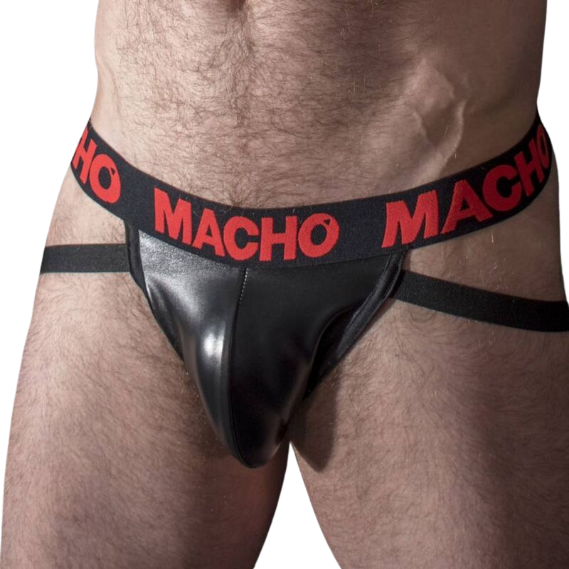 MACHO MX25RC jockstrap van rood kunstleer · Formaat: L