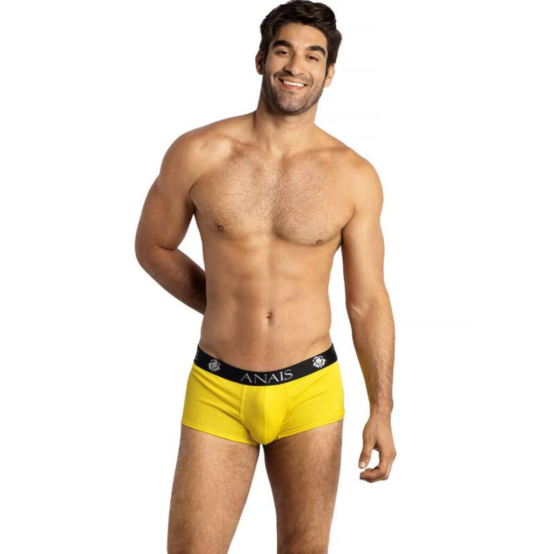 Sportieve herenboxershort met langere pijp van polyamide en elastaan, geel, ANAIS