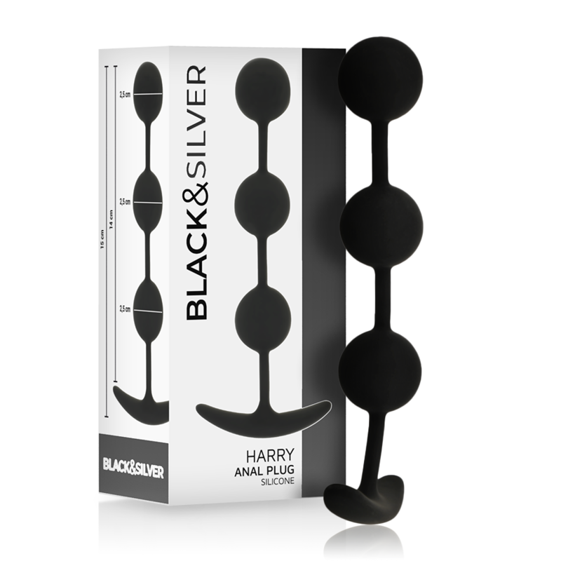 Anale kralenketting met 3 siliconenkralen voor zachte anale training BLACKSILVER