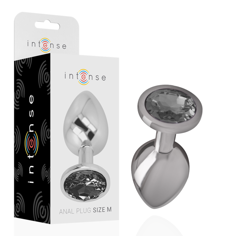 INTENSE metalen anaalplug met zwart glas