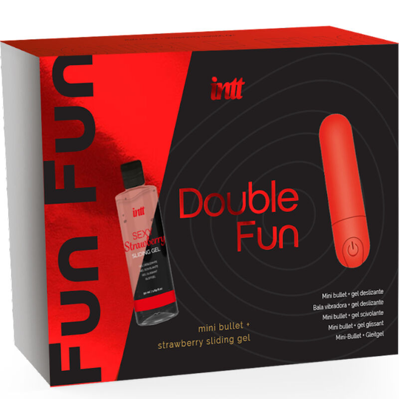 INTT Double Fun set met vibrator en aardbeiengel