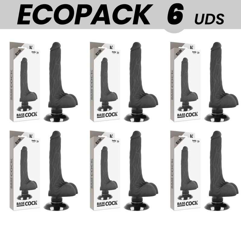 Realistische vibrator met zuignap en flexibele huls 18 cm BASECOCK