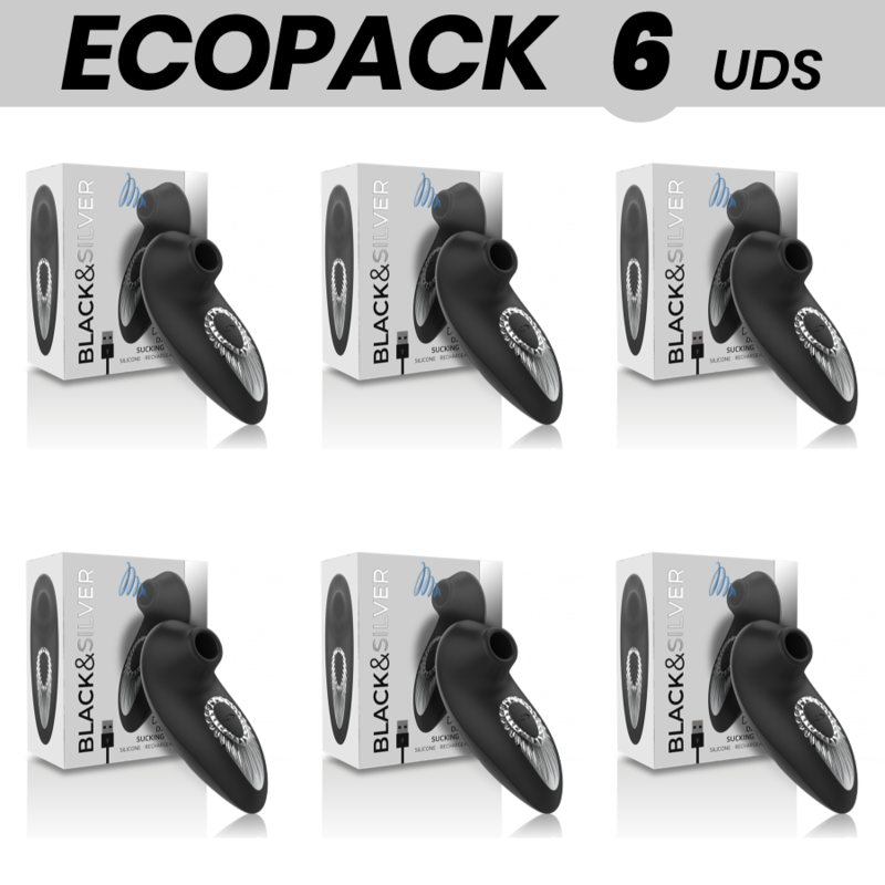 Ecopack 6 Stuks Blacksilver Drake Deluxe Zuigvibrator, Oplaadbaar, Siliconen, Zwart