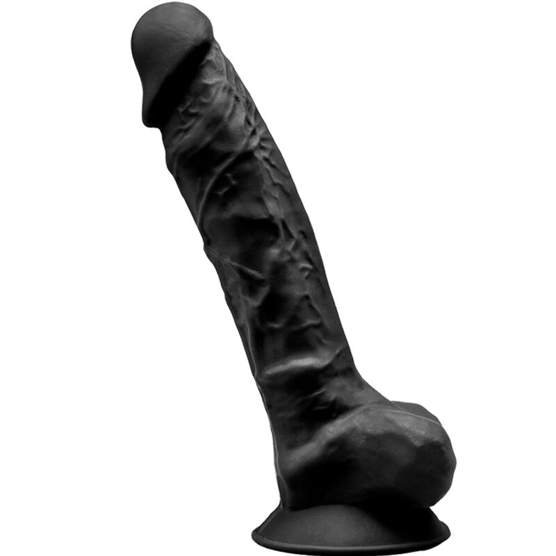 Realistische dildo van 20 cm, gemaakt van siliconen, met zwarte zuignap SILEXD