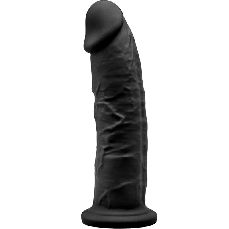 Realistische dildo van 19 cm van Silexpan siliconen met zuignap, zwart SILEXD