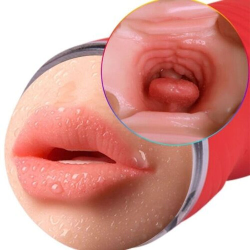 Dubbele masturbator vagina en mond van TPE in rood voor intense stimulatie ARMONY