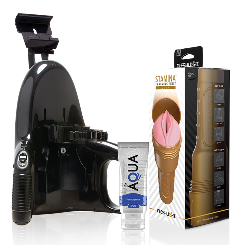 Masturbatorset met trainingsfunctie en automatische stroker voor meer uithoudingsvermogen FLESHLIGHT
