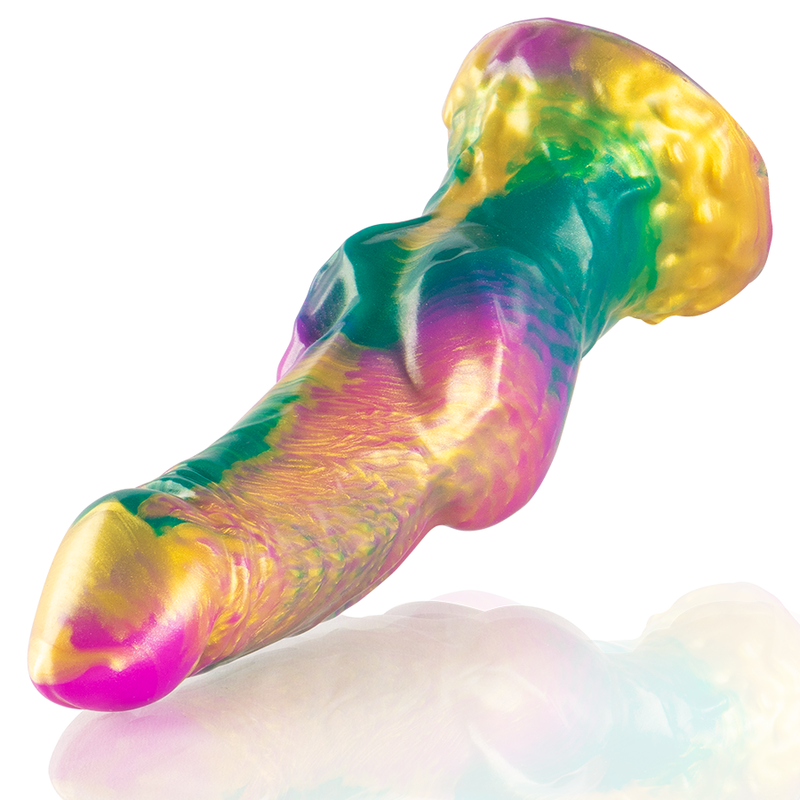 EPIC Iris dildo met regenboogkleurige testikels