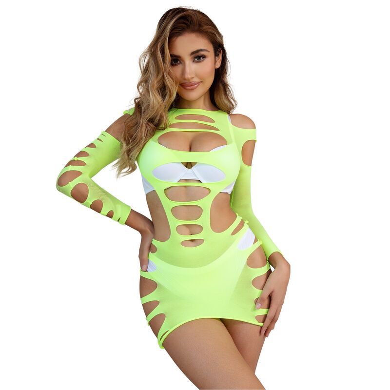 SUBBLIME groene jurk met lange mouwen