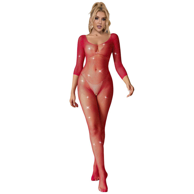 SUBBLIME rode bodystocking met ruitjes