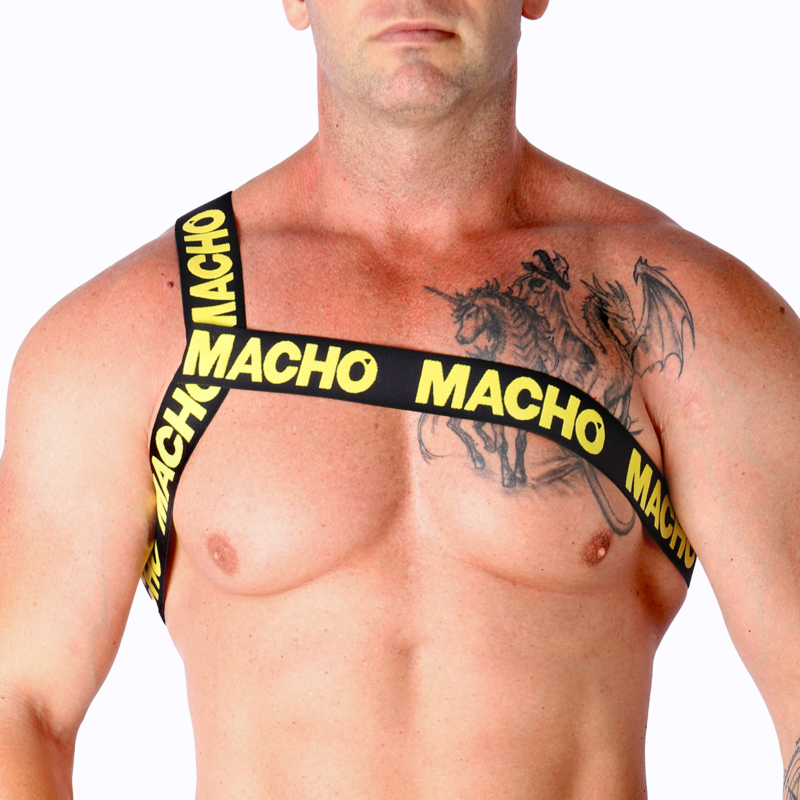 MACHO Roman heren harnas · Formaat: S/M · Kleur: AMARILLO