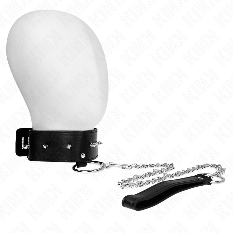 KINK halsband met riem en zilverkleurige studs