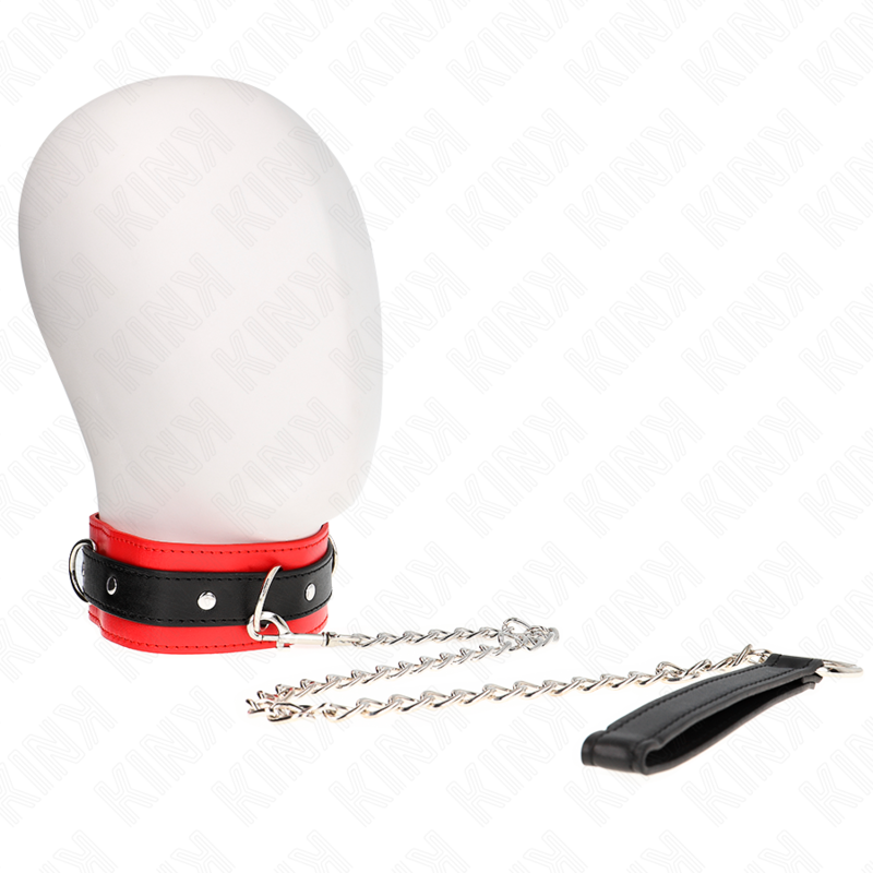 KINK rode halsband met riem