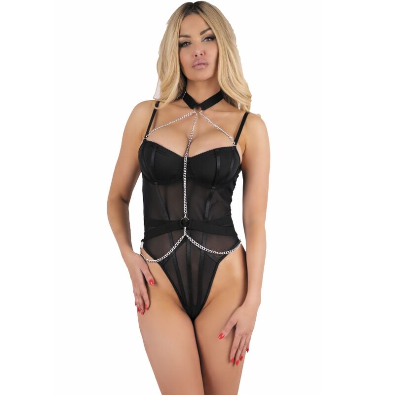 Sensuele set met badjas, hemd en string in zwart LIVCO CORSETTI FASHION