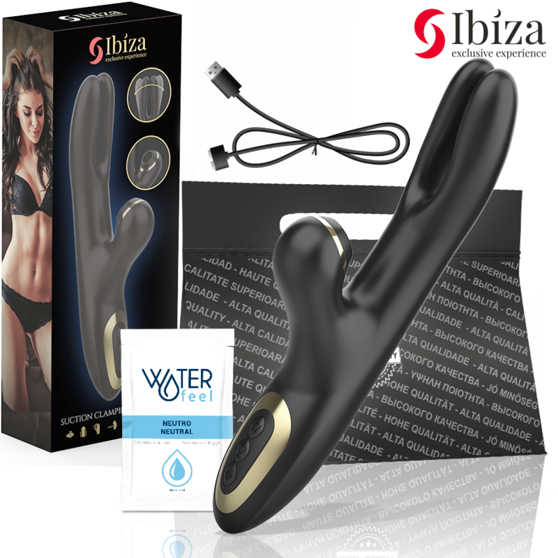 Ibiza, Dubbele Vibrator Met Klem, Zwart