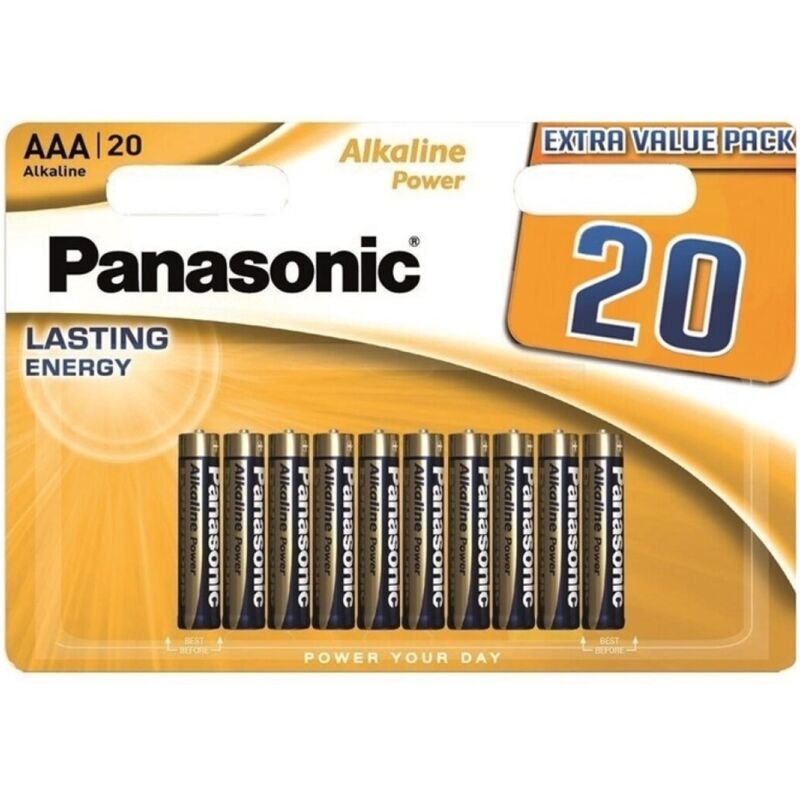 AAA alkalinebatterijen, verpakking van 20, met lange gebruiksduur voor apparaten PANASONIC
