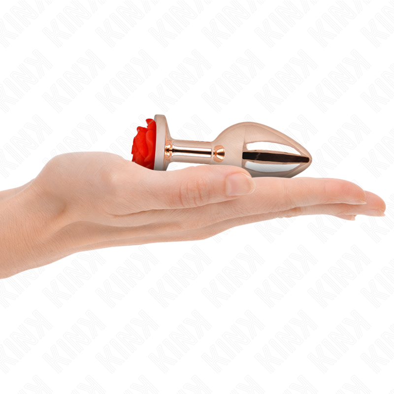 KINK metalen anaalplug met rode roos