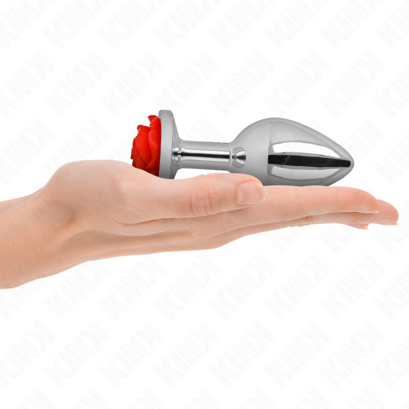 KINK metalen anaalplug met rode roos