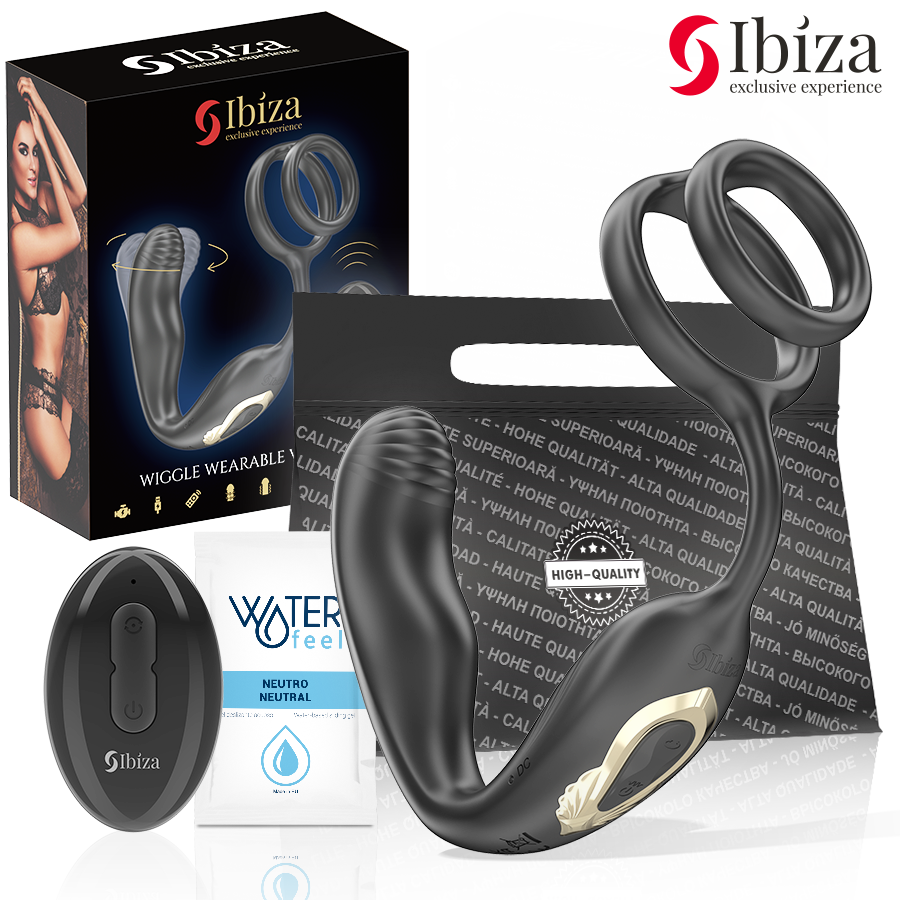Ibiza Wiggle Afstandsbedienbare Ronddraaiende Anale Plug Met Perineumvibratie En Penisvergrotende Ringen