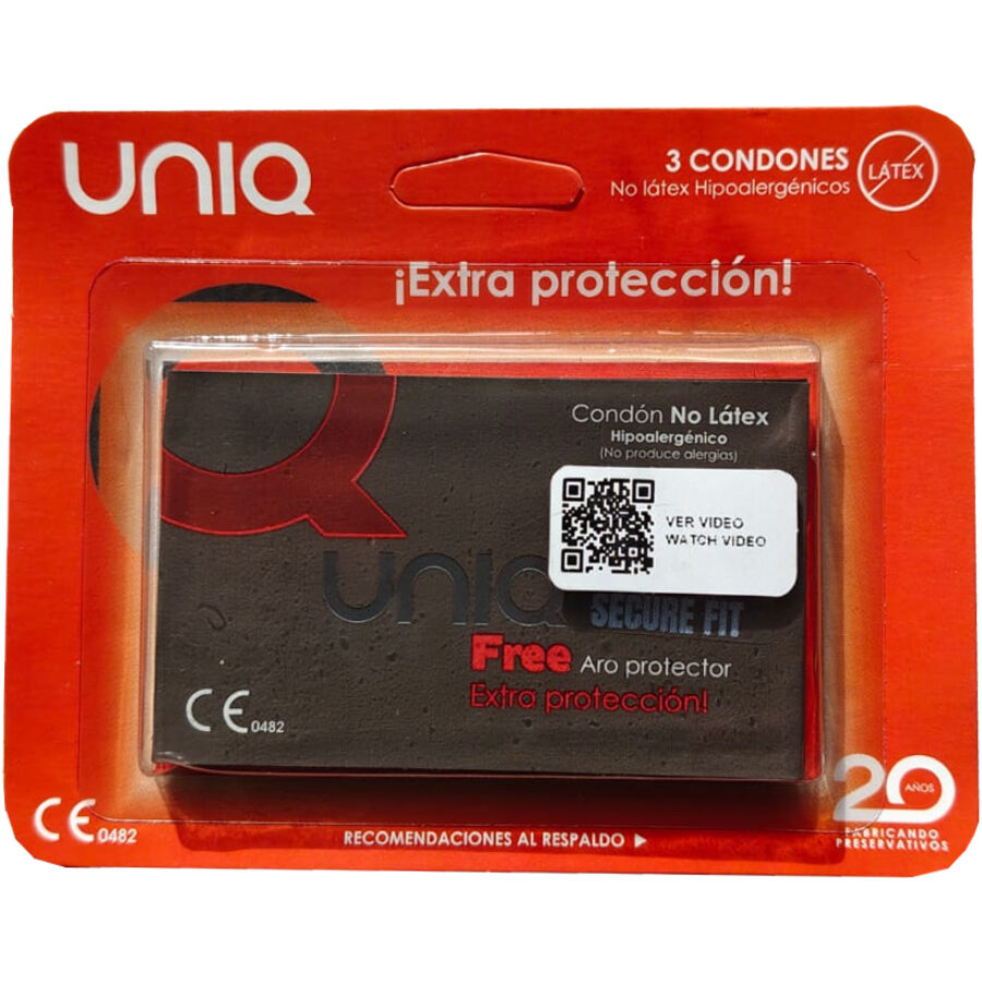 UNIQ SecureFit latexvrije condooms, 3 stuks