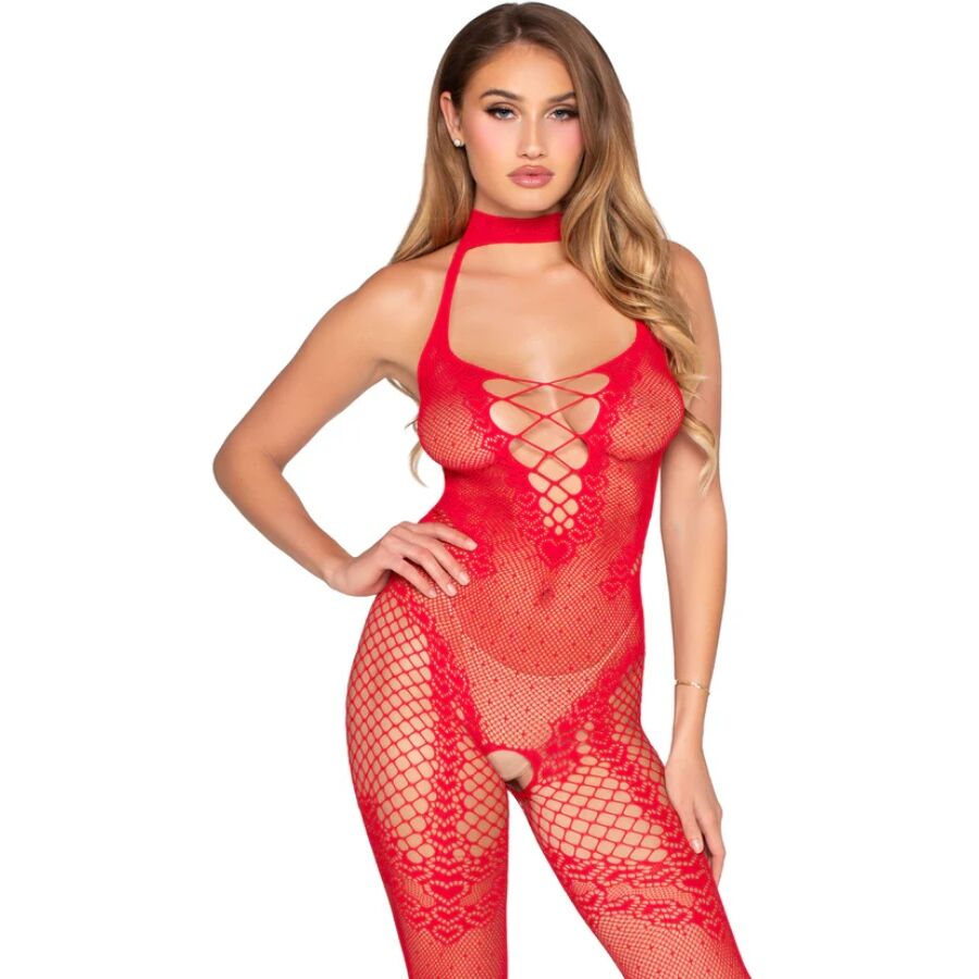 Leg Avenue rode kruisloze bodystocking