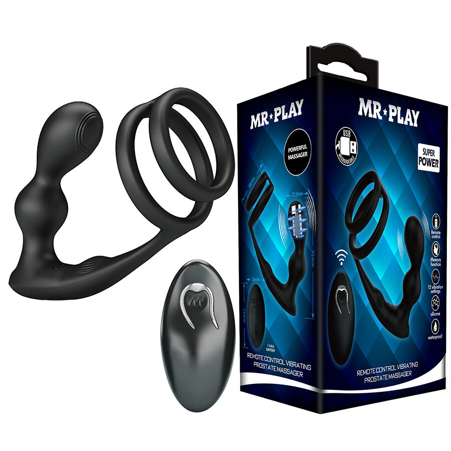 MR PLAY vibrerende anaalplug met penisring