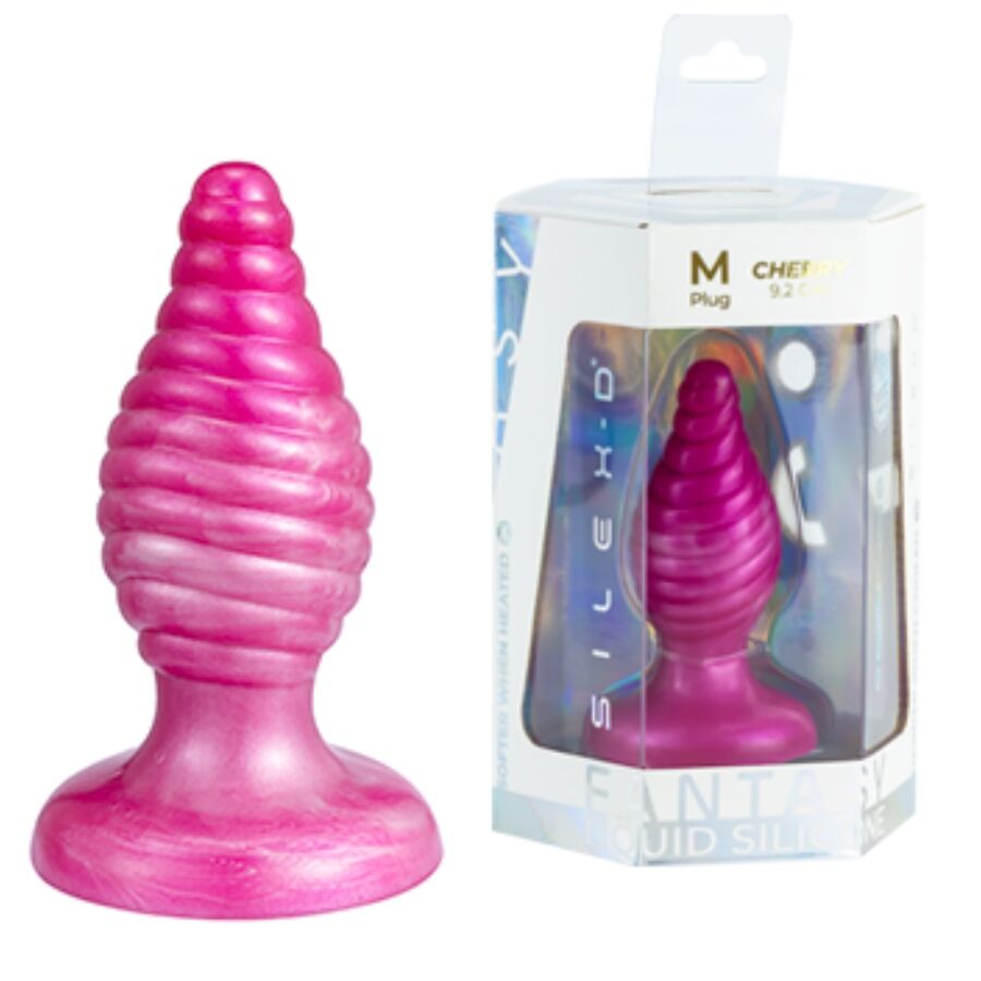 Silexd Cherry Kersvormige Anale Plug Van Fantasy Vloeibare Thermoreactieve Siliconen, Roze, 9,2 Cm
