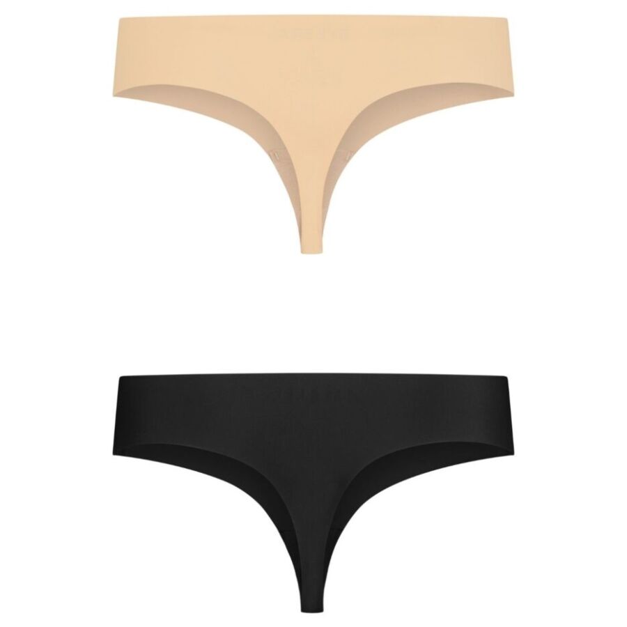 BYE BRA Invisible String set van 2, beige en zwart
