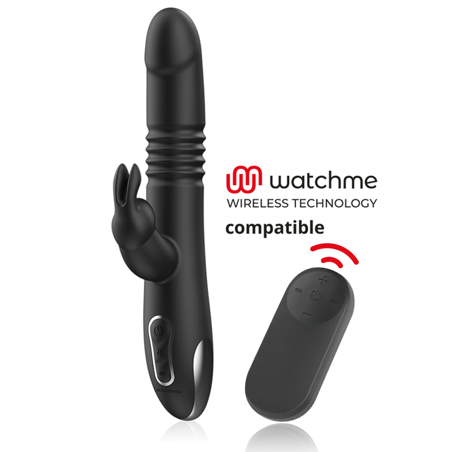 G punt rabbit vibrator met op en neer functie 24.5 cm BLACKSILVER