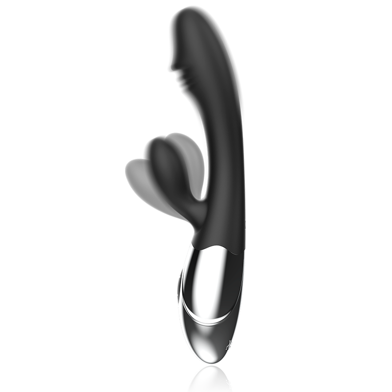 G spot rabbit vibrator met dubbele motor en 20 cm siliconen BLACKSILVER