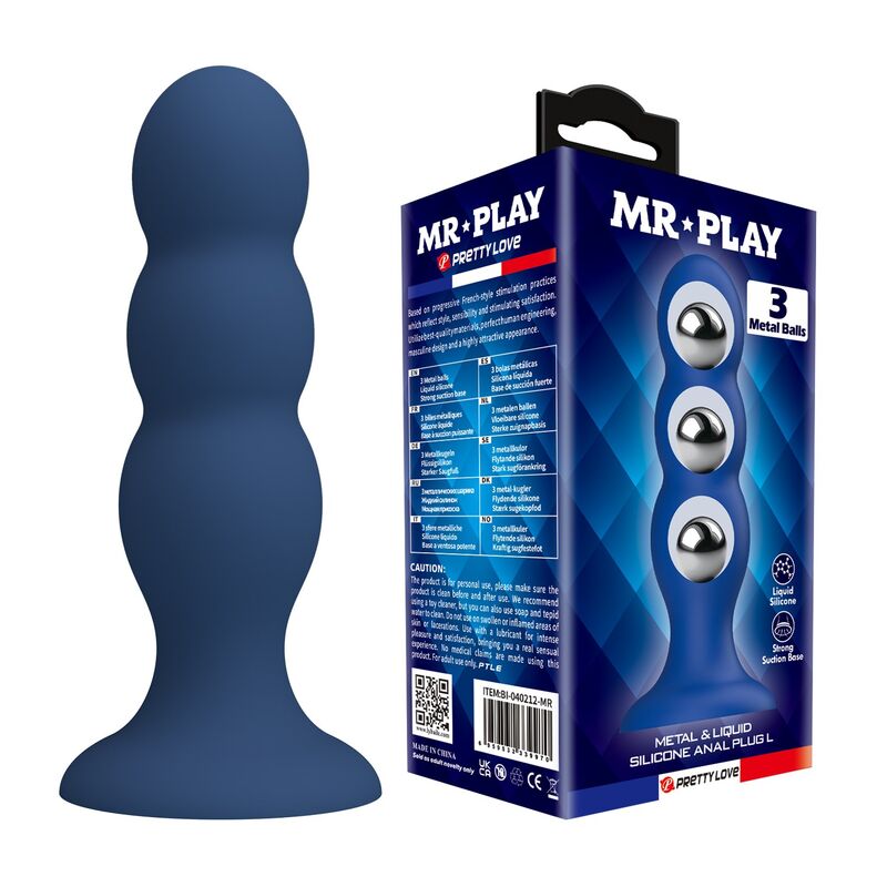 MR PLAY anale plug met metalen balletjes en zuignap
