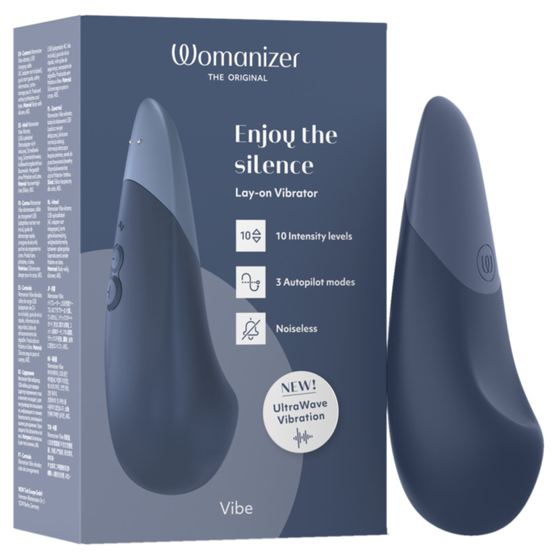 Womanizer Vibe Lay-On vibrator in donkerblauw