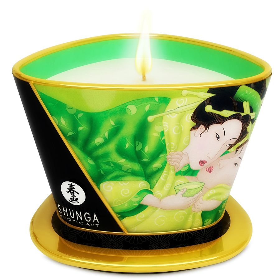 Shunga Mini Caress massagekaars met groene thee