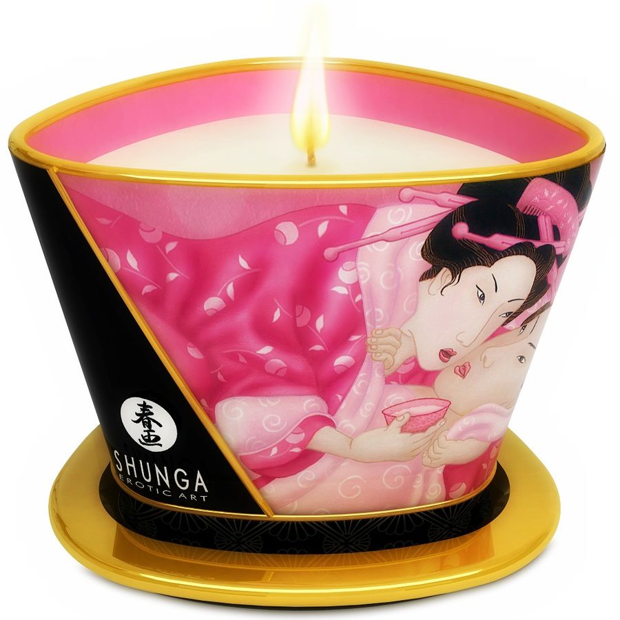 Shunga Mini Caress massagekaars met rozenaroma