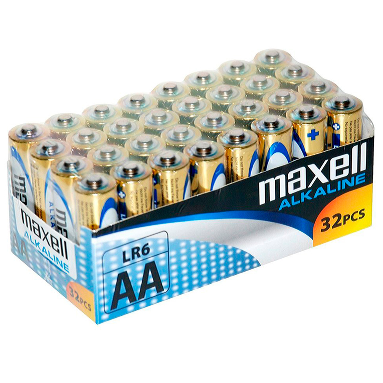 AA alkalinebatterijen LR6 verpakking 32, langdurige stroomvoorziening voor apparaten MAXELL