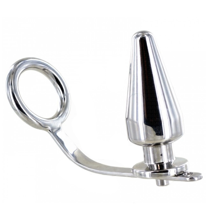 METAL HARD stalen ring met anale plug