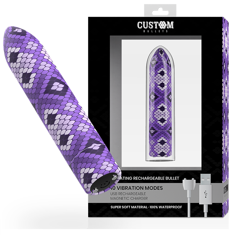 CUSTOM BULLETS oplaadbare bullet in paars slangenprint