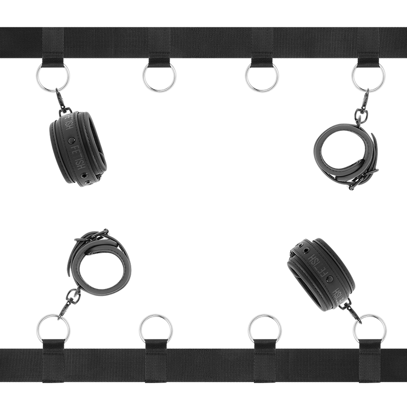 FETISH SUBMISSIVE bedbevestigingsset met neopreen voering